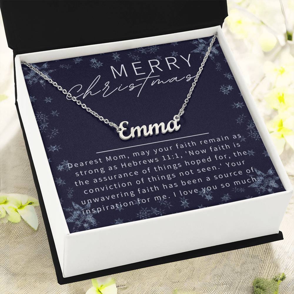 Personalised Name Necklace For Mom ~Hebrews 11:1~ (Horizontal)