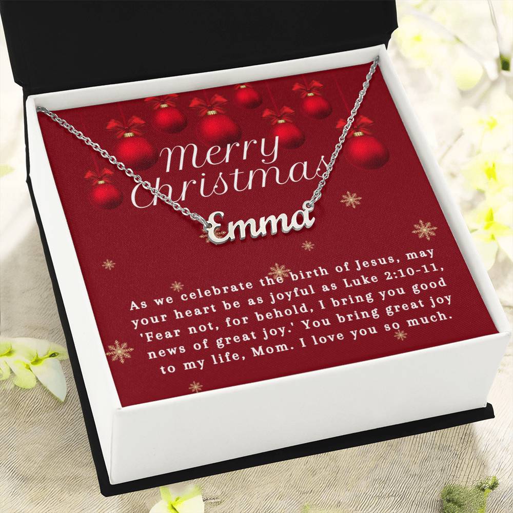 Personalised Name Necklace For Mom ~Luke 2:10-11~ (Horizontal)