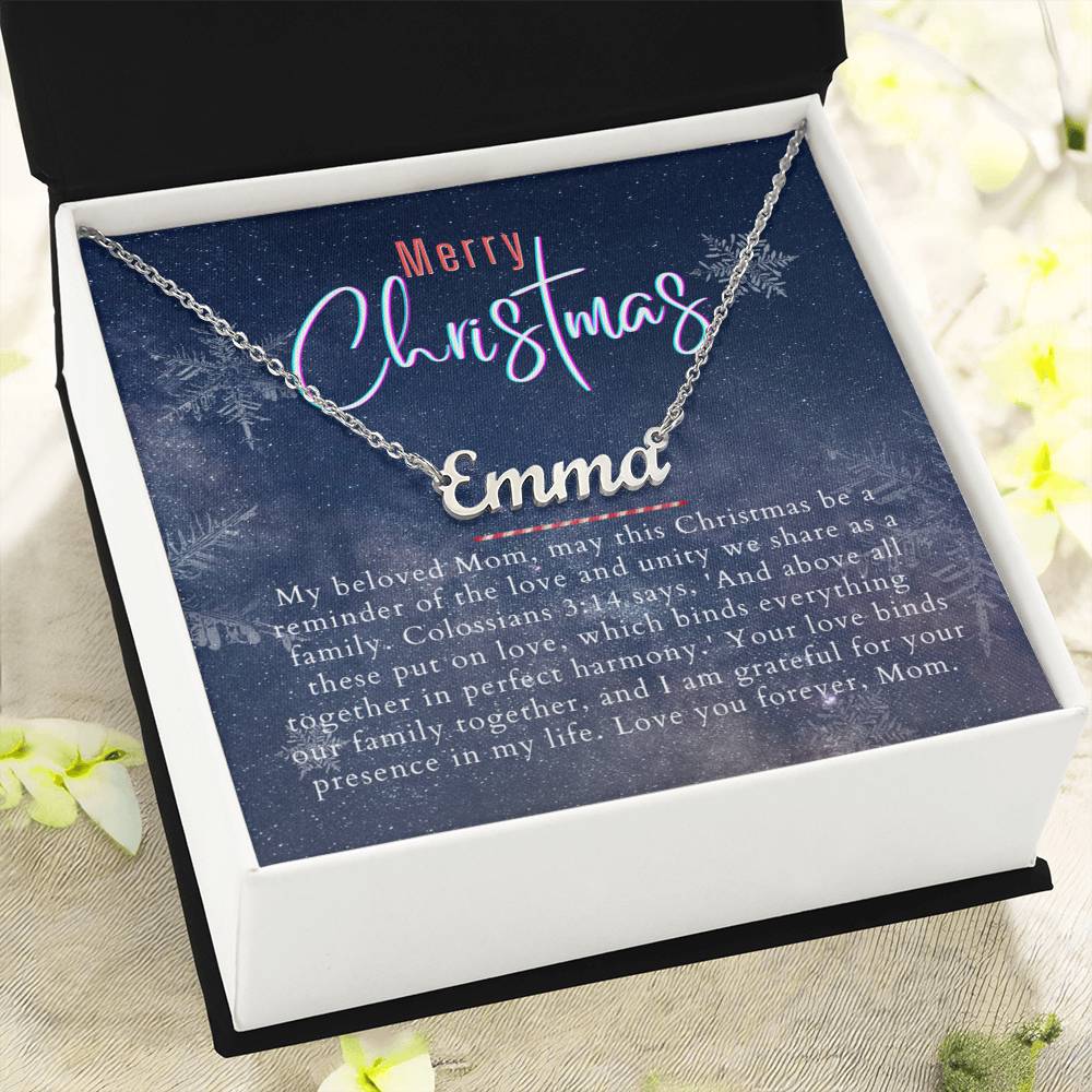 Personalised Name Necklace For Mom ~Colossians 3:14~ (Horizontal)