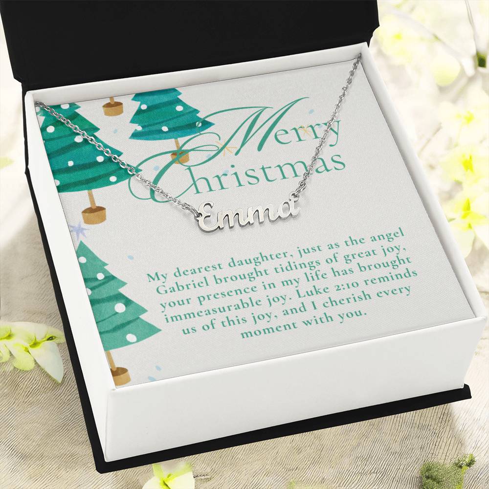 Personalised Name Necklace For Daughter ~Luke 2:10~ (Horizontal)