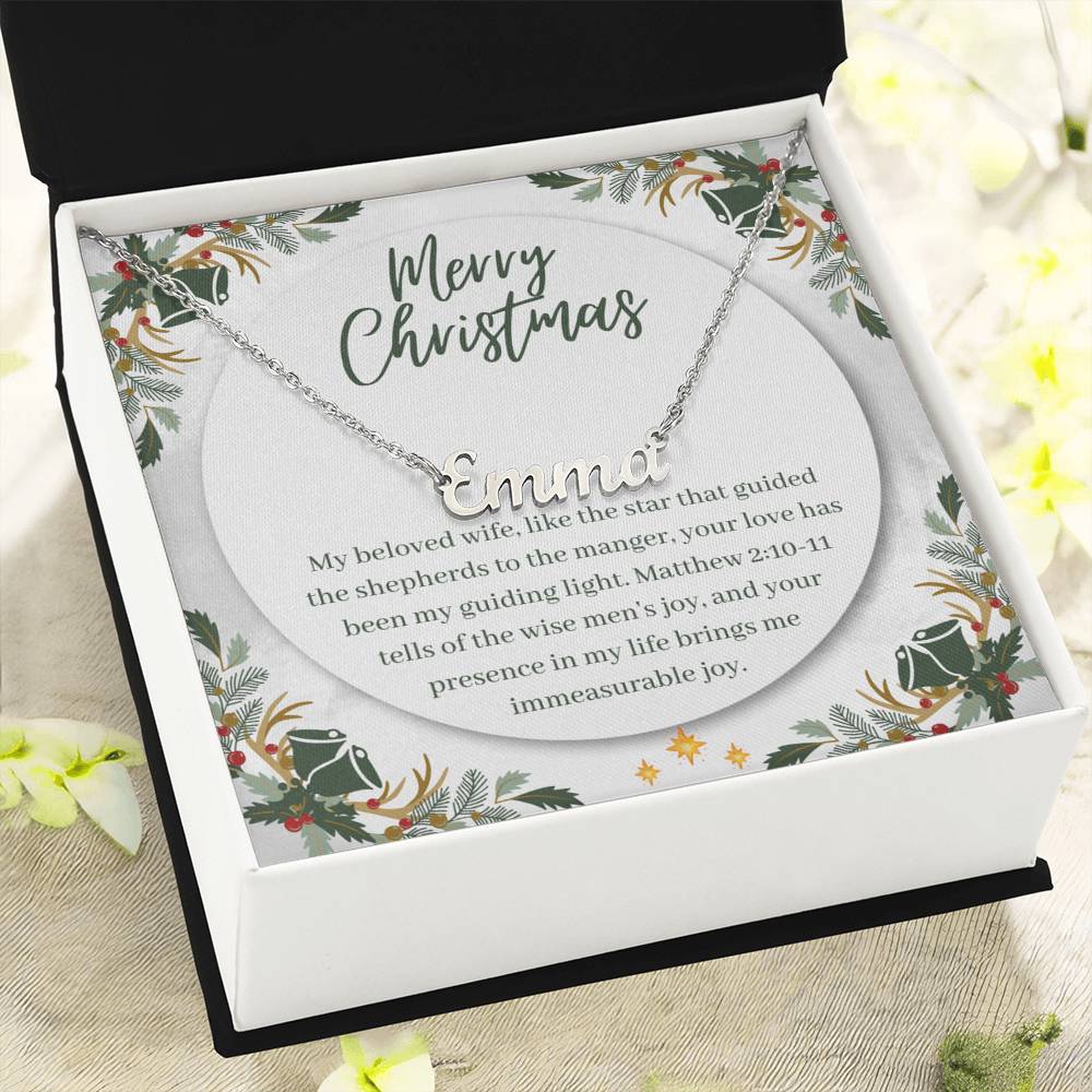 Personalised Name Necklace For Wife ~Matthew 2:10-11~ (Horizontal)
