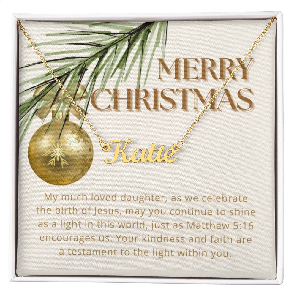 Personalised Name Necklace For Daughter ~Matthew 5:16~ (Horizontal)