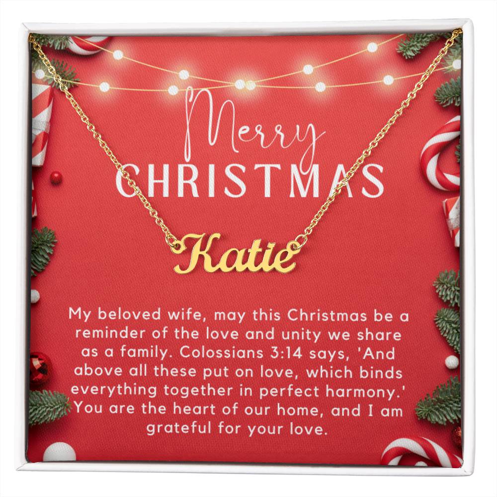 Personalised Name Necklace For Wife ~Colossians 3:14~ (Horizontal)