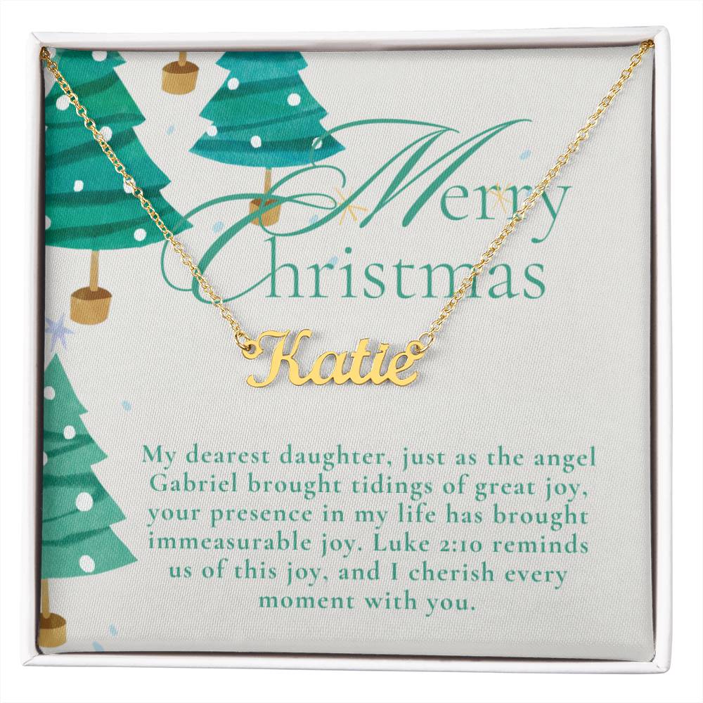 Personalised Name Necklace For Daughter ~Luke 2:10~ (Horizontal)