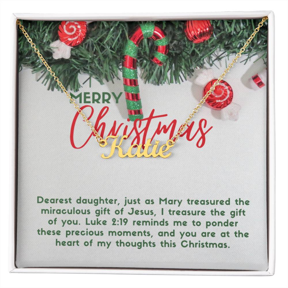 Personalised Name Necklace For Daughter ~Luke 2:19~ (Horizontal)