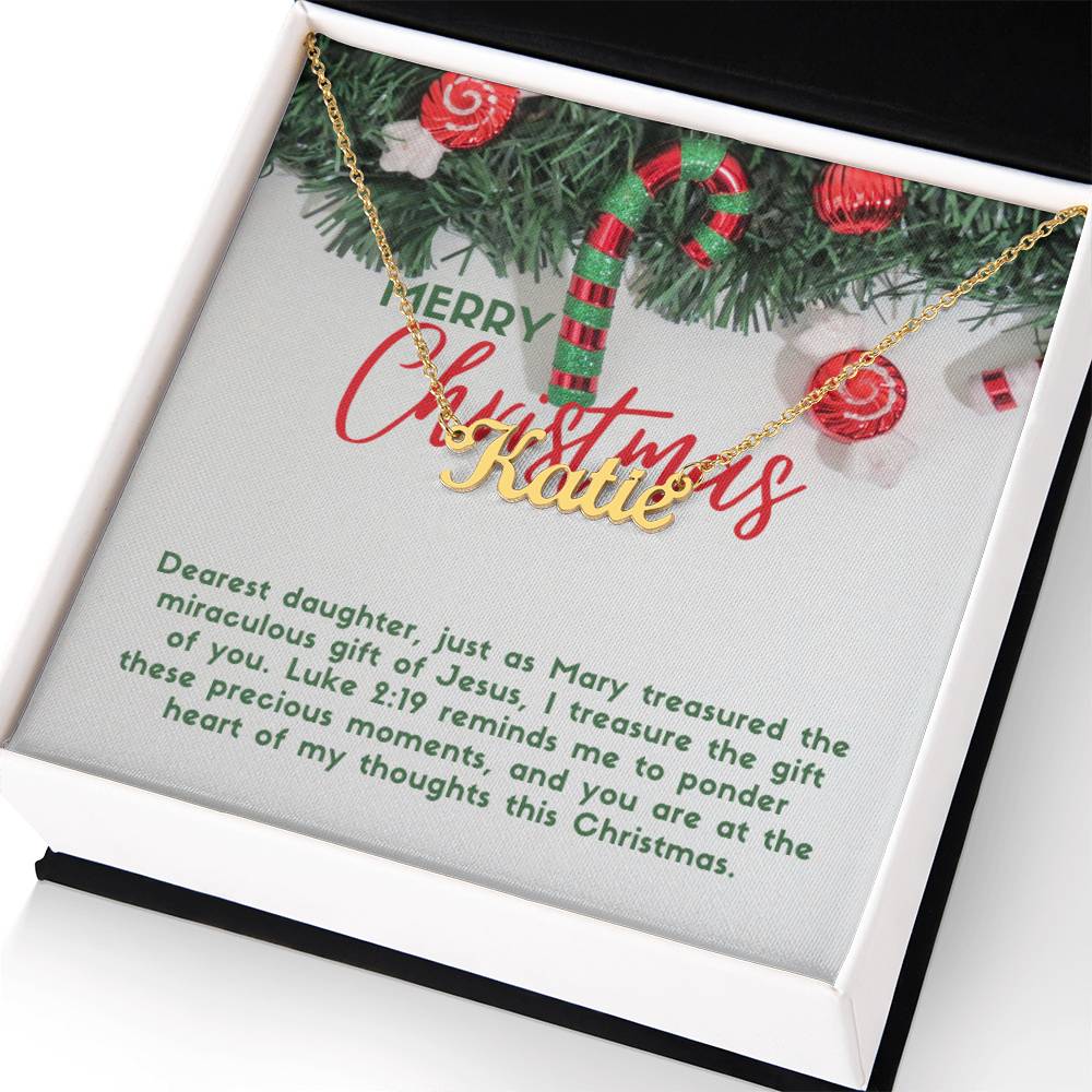 Personalised Name Necklace For Daughter ~Luke 2:19~ (Horizontal)