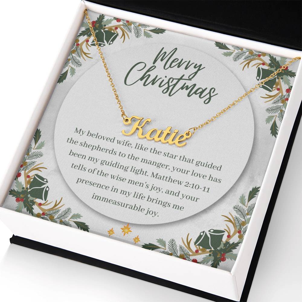 Personalised Name Necklace For Wife ~Matthew 2:10-11~ (Horizontal)