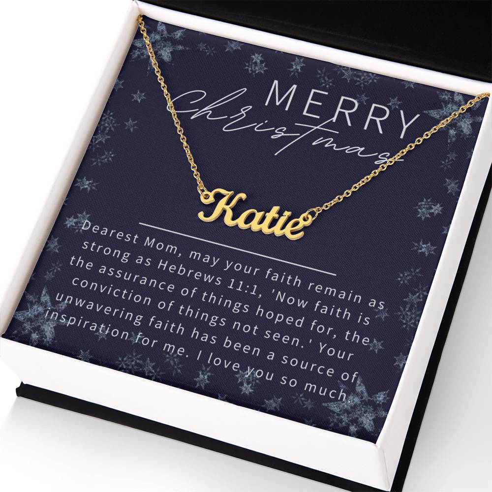 Personalised Name Necklace For Mom ~Hebrews 11:1~ (Horizontal)