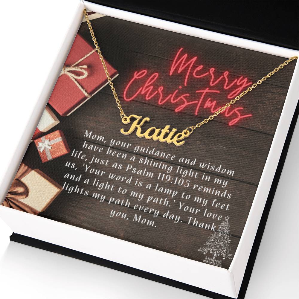 Personalised Name Necklace For Mom ~Psalm 119:105~ (Horizontal)