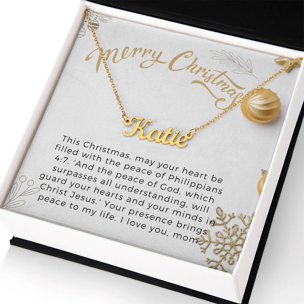 Personalised Name Necklace For Mom ~Philippians 4:7~ (Horizontal)