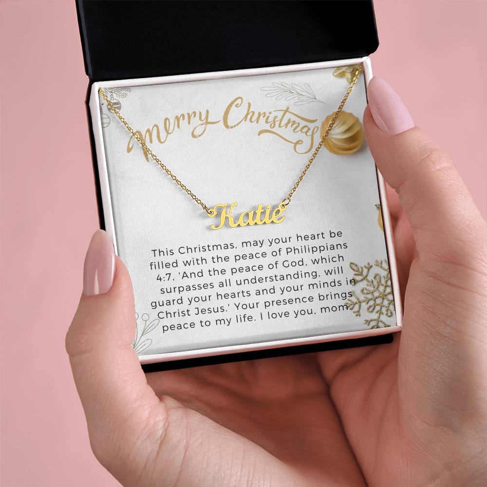 Personalised Name Necklace For Mom ~Philippians 4:7~ (Horizontal)