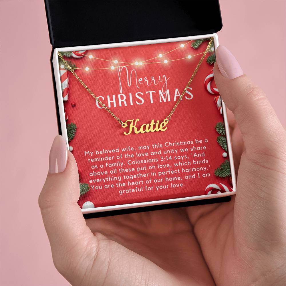 Personalised Name Necklace For Wife ~Colossians 3:14~ (Horizontal)