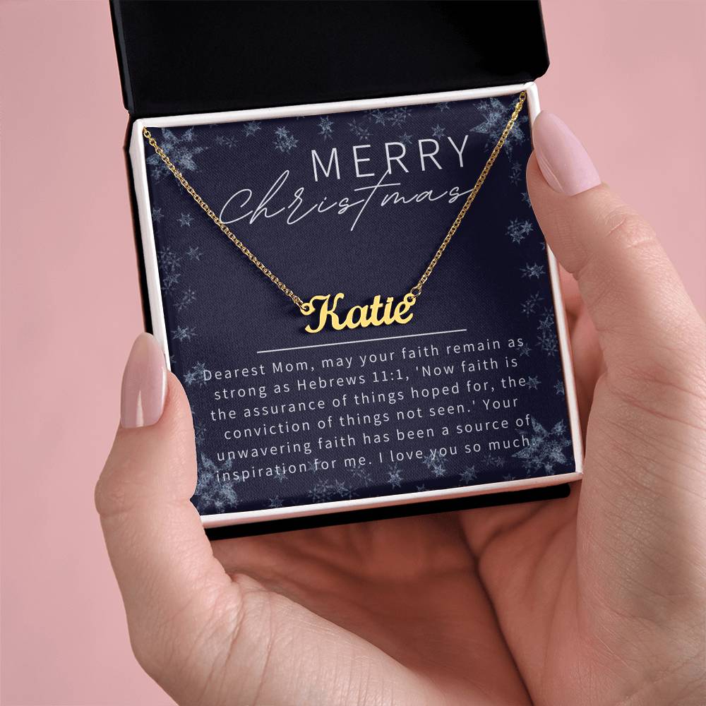 Personalised Name Necklace For Mom ~Hebrews 11:1~ (Horizontal)