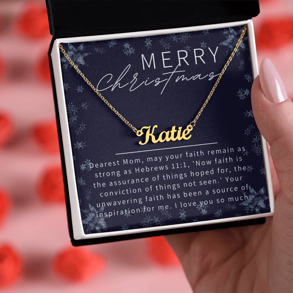 Personalised Name Necklace For Mom ~Hebrews 11:1~ (Horizontal)