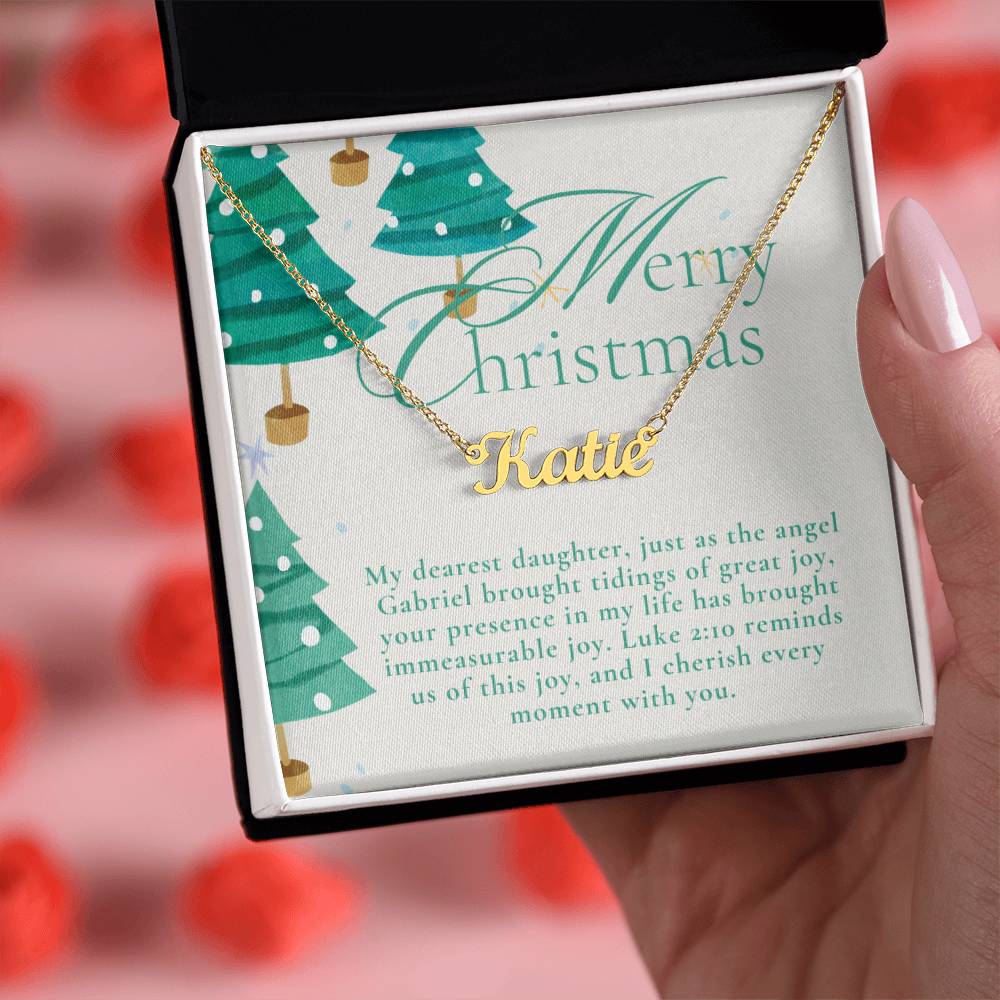 Personalised Name Necklace For Daughter ~Luke 2:10~ (Horizontal)