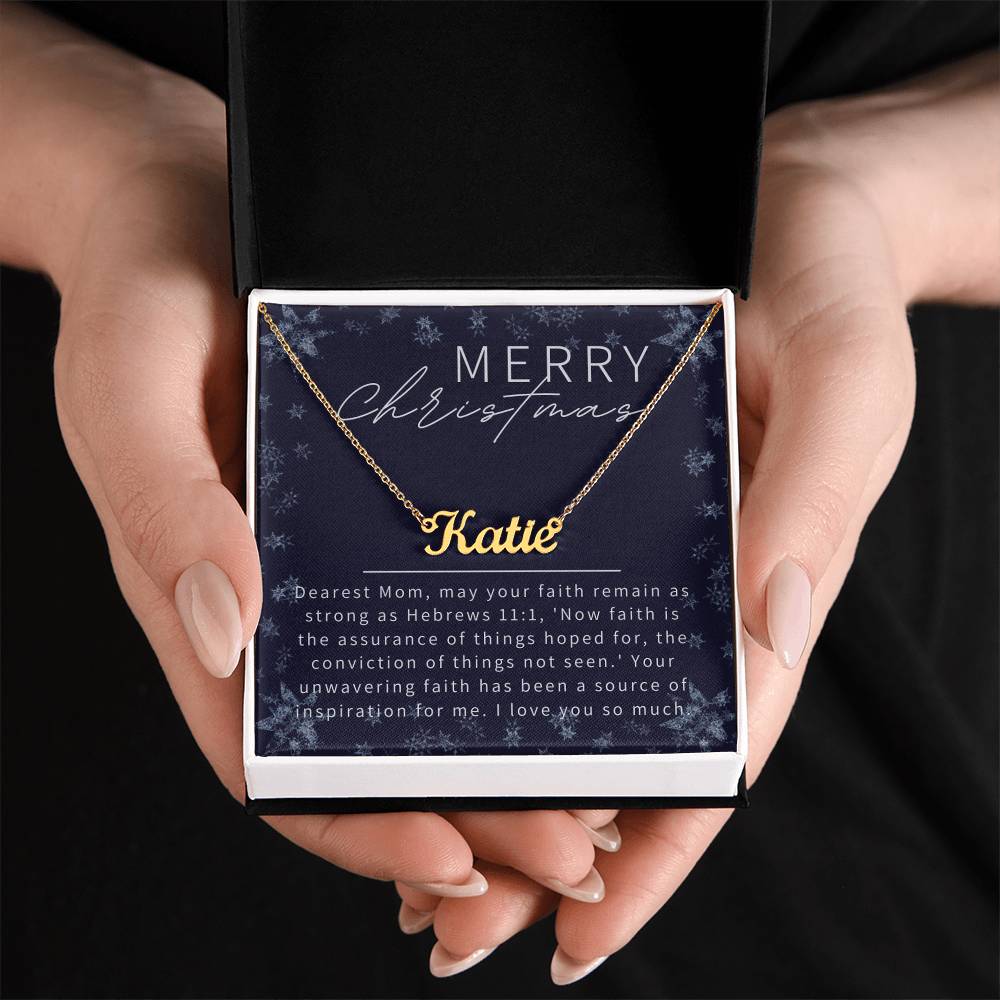 Personalised Name Necklace For Mom ~Hebrews 11:1~ (Horizontal)