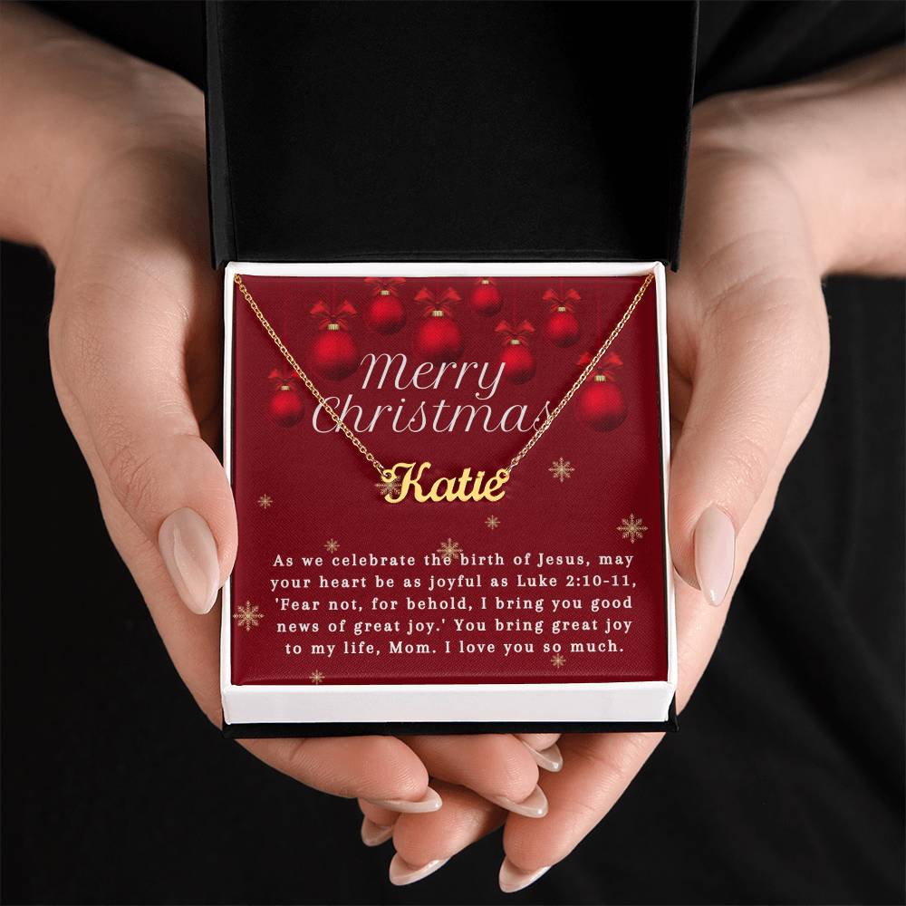 Personalised Name Necklace For Mom ~Luke 2:10-11~ (Horizontal)