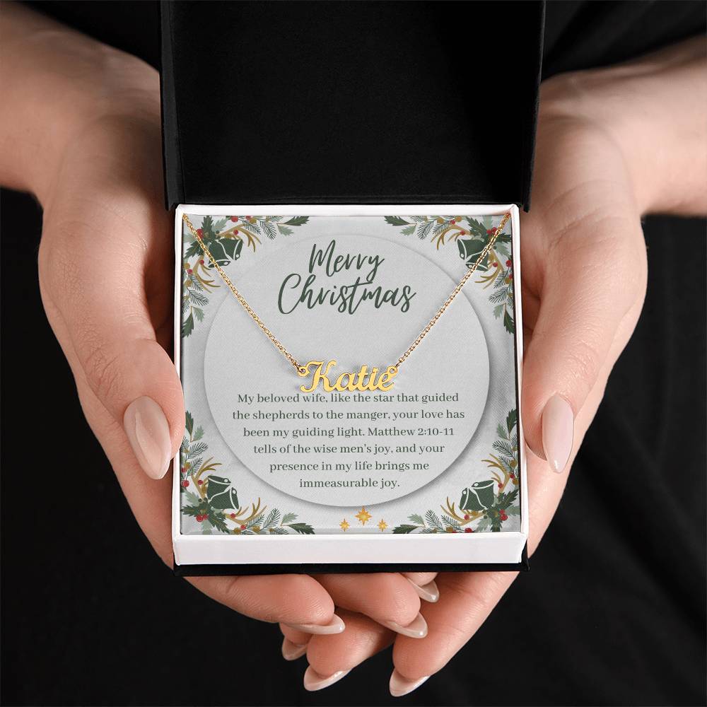 Personalised Name Necklace For Wife ~Matthew 2:10-11~ (Horizontal)