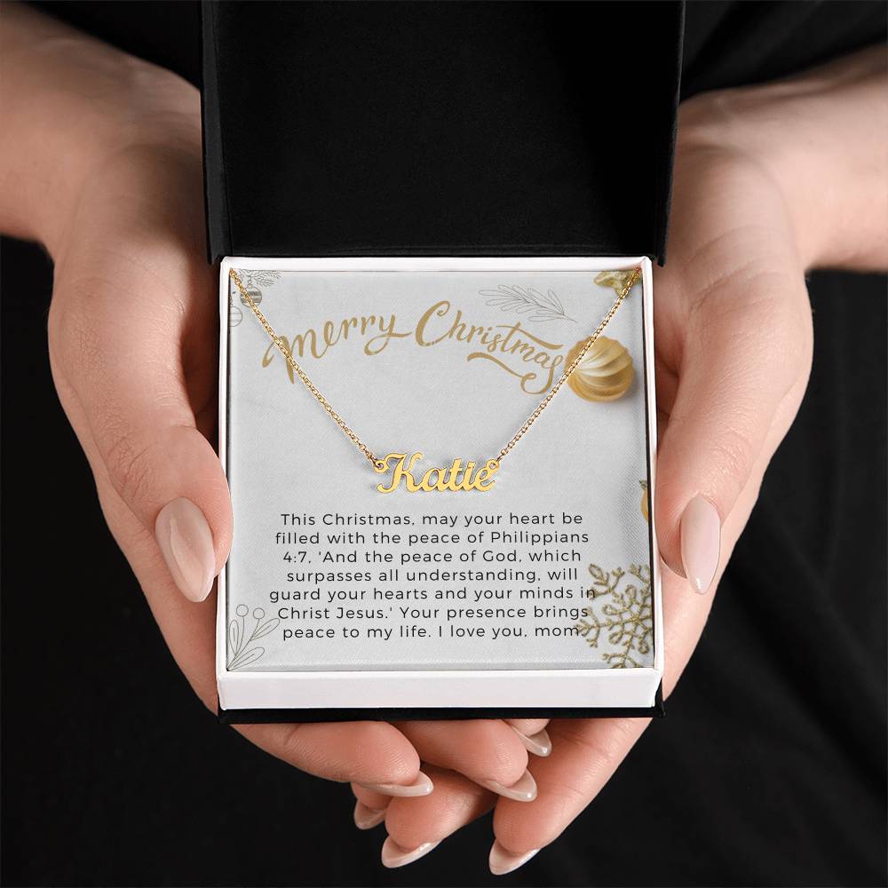 Personalised Name Necklace For Mom ~Philippians 4:7~ (Horizontal)