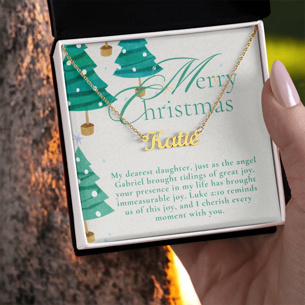 Personalised Name Necklace For Daughter ~Luke 2:10~ (Horizontal)