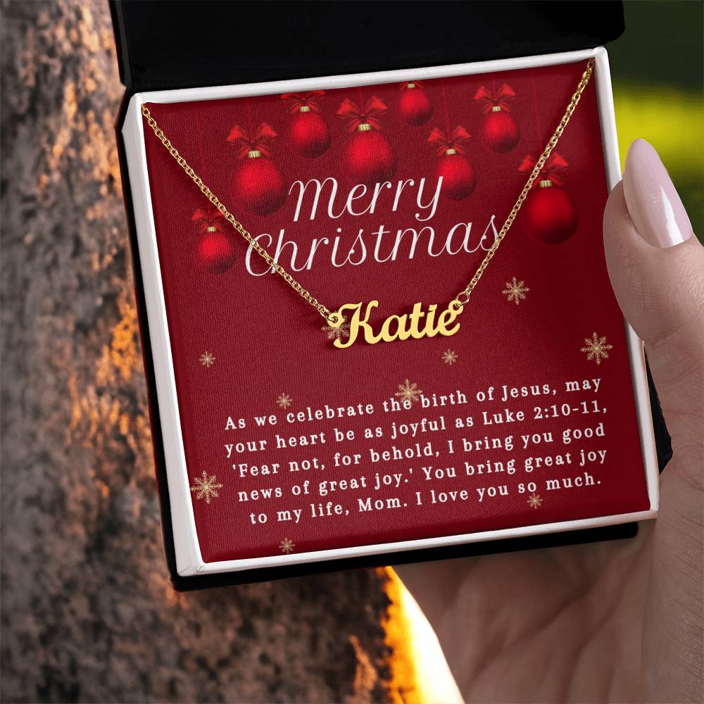 Personalised Name Necklace For Mom ~Luke 2:10-11~ (Horizontal)