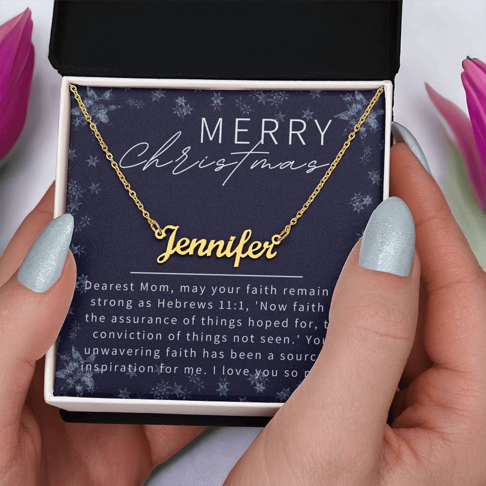 Personalised Name Necklace For Mom ~Hebrews 11:1~ (Horizontal)