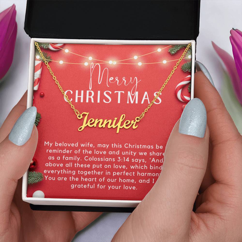 Personalised Name Necklace For Wife ~Colossians 3:14~ (Horizontal)