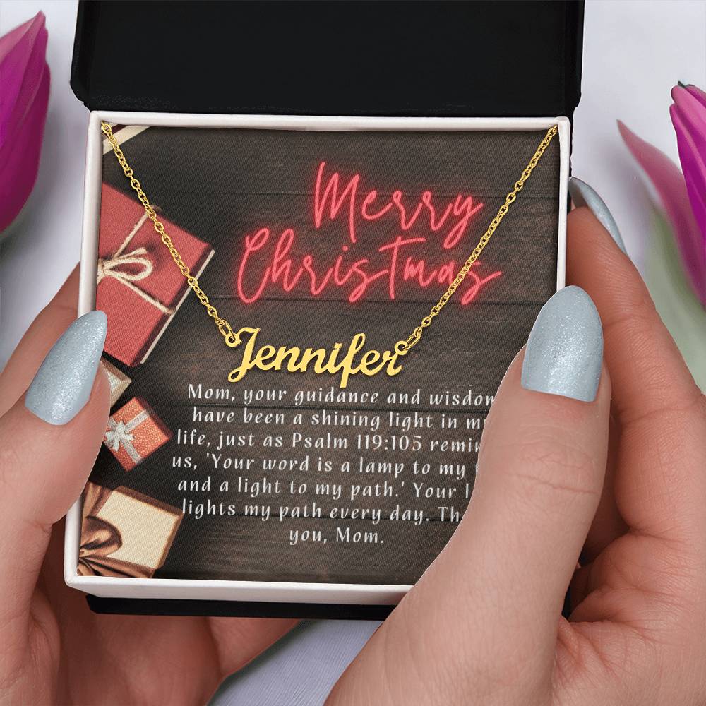 Personalised Name Necklace For Mom ~Psalm 119:105~ (Horizontal)