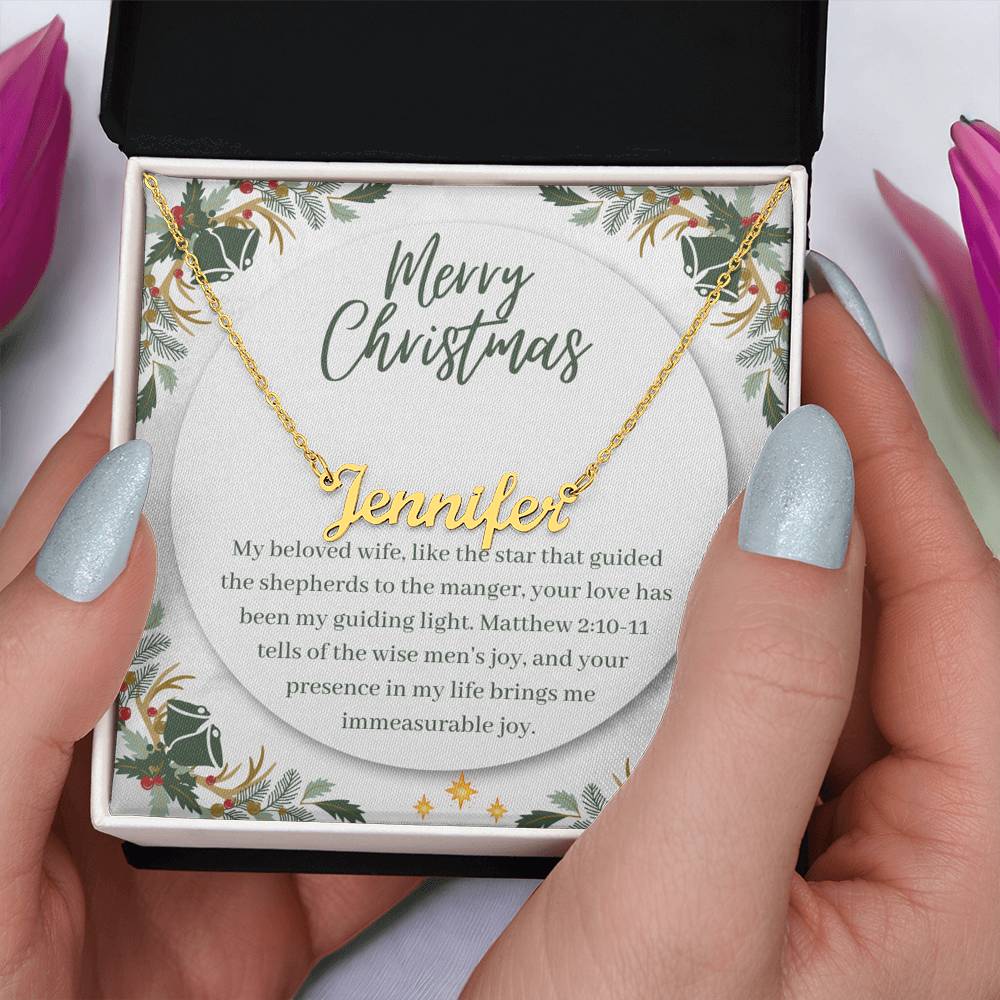 Personalised Name Necklace For Wife ~Matthew 2:10-11~ (Horizontal)