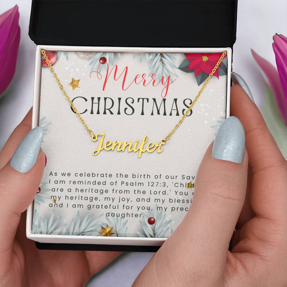 Personalised Name Necklace For Daughter ~Psalm 127:3~ (Horizontal)