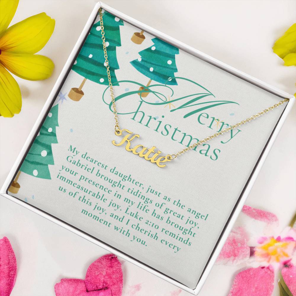 Personalised Name Necklace For Daughter ~Luke 2:10~ (Horizontal)