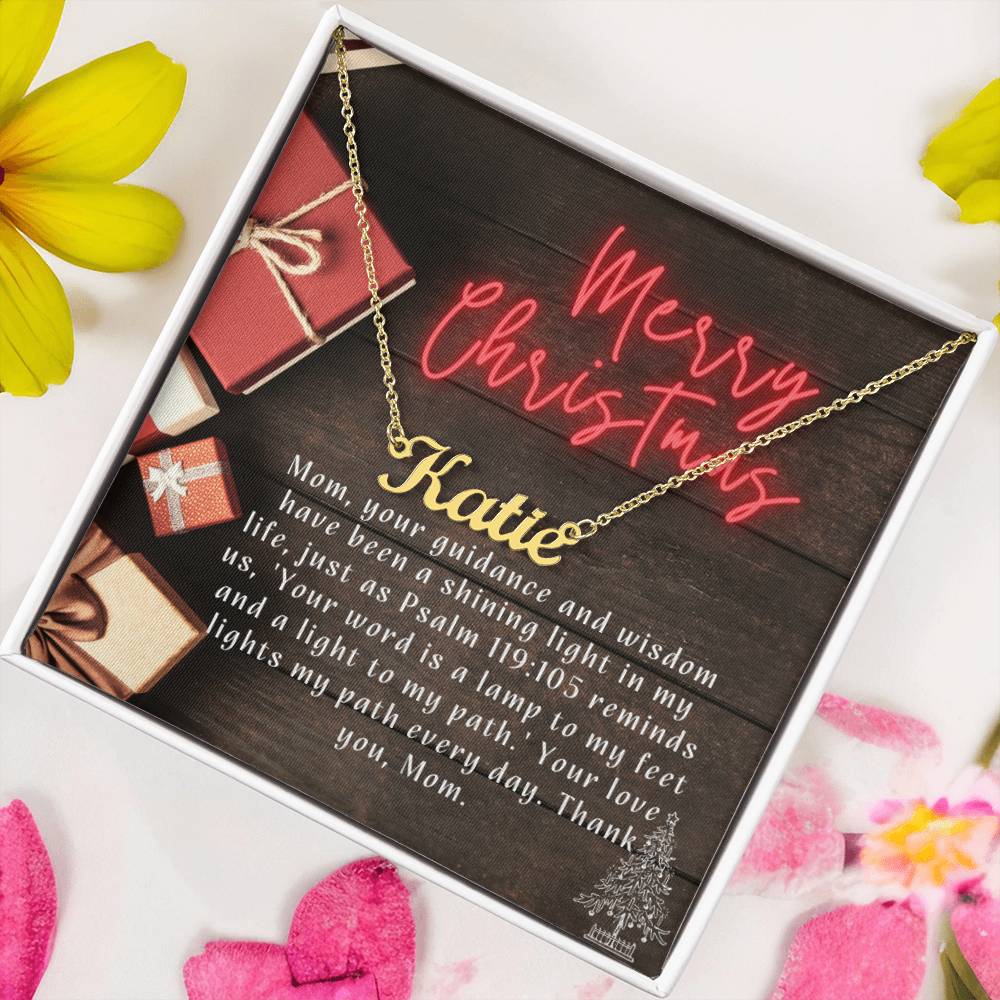 Personalised Name Necklace For Mom ~Psalm 119:105~ (Horizontal)