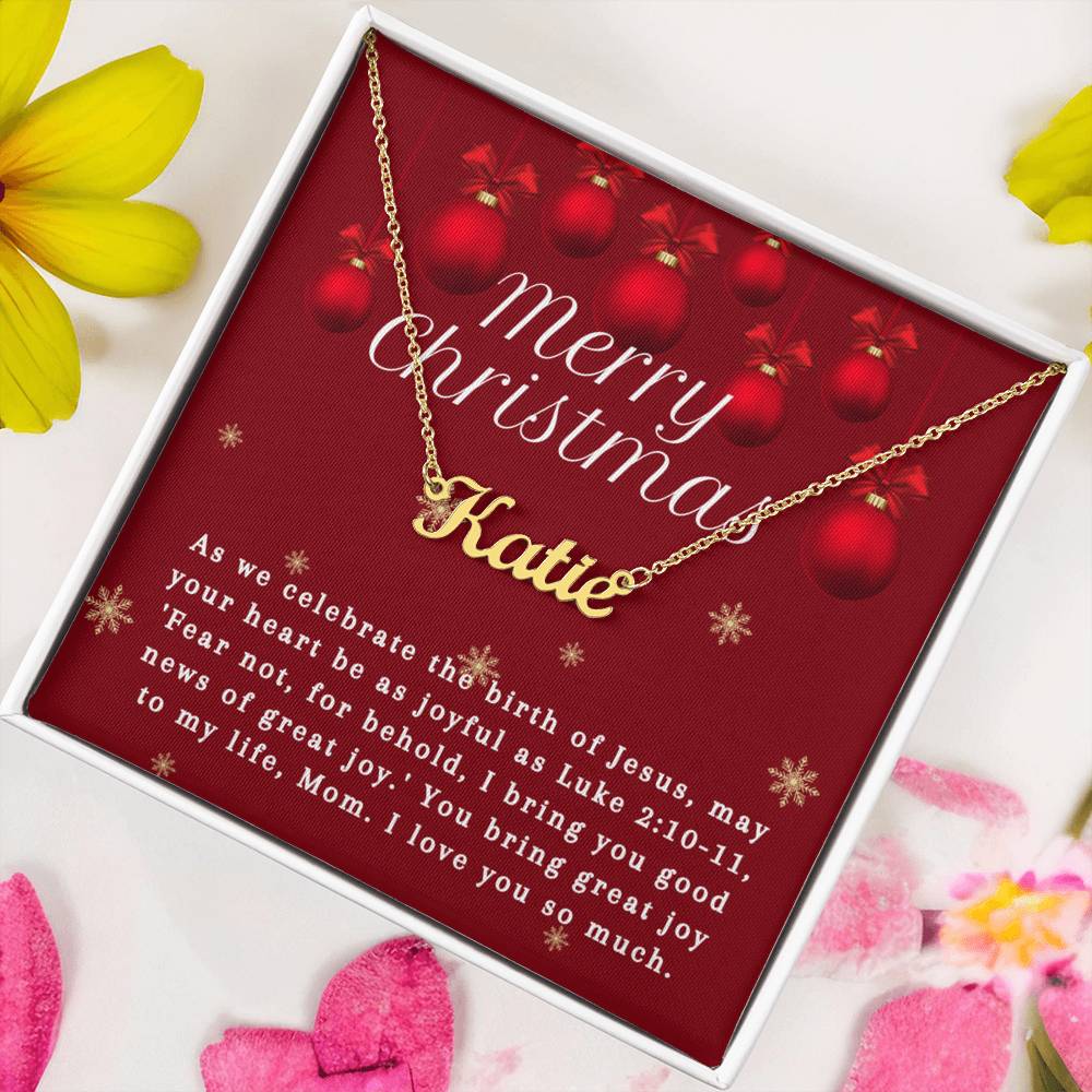 Personalised Name Necklace For Mom ~Luke 2:10-11~ (Horizontal)