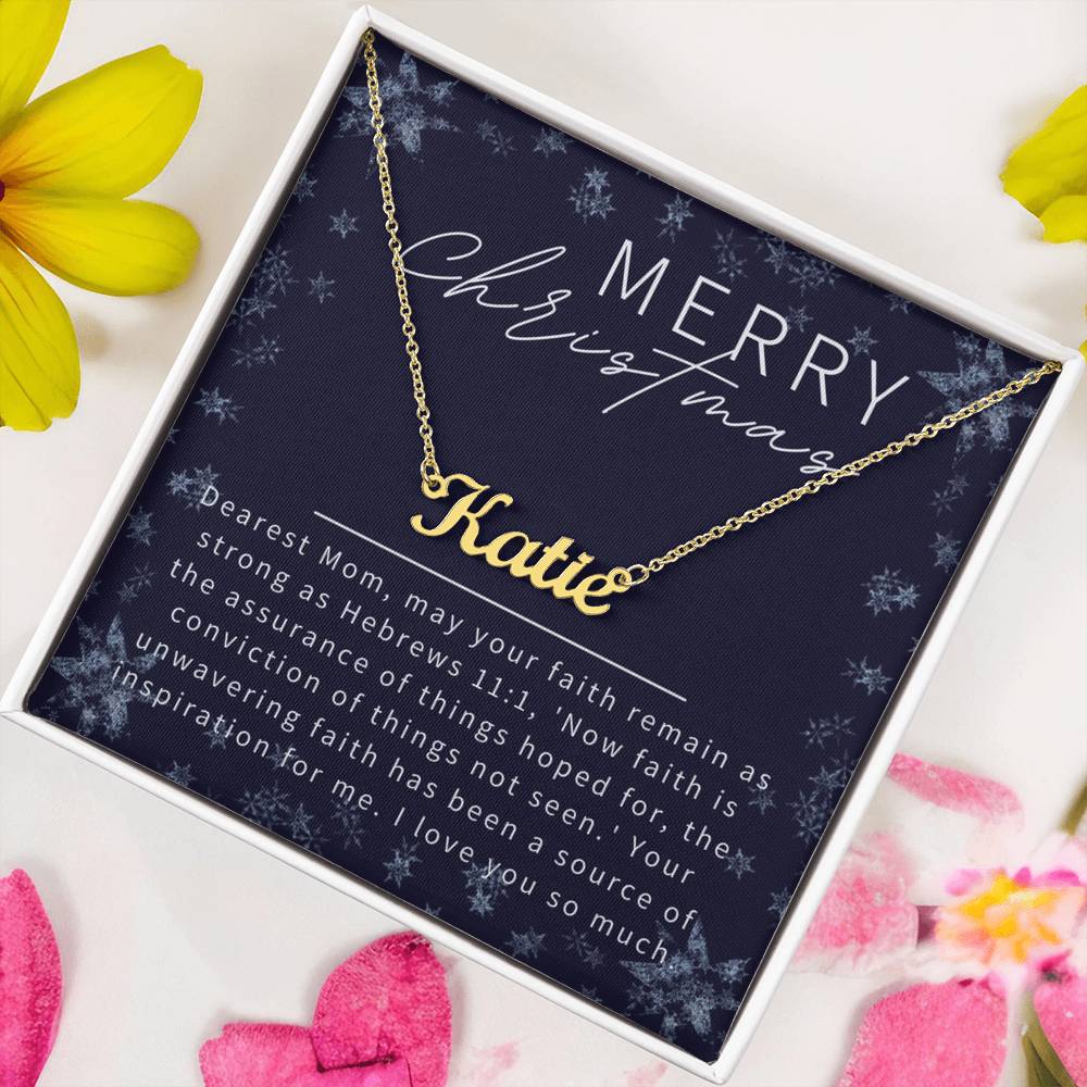Personalised Name Necklace For Mom ~Hebrews 11:1~ (Horizontal)