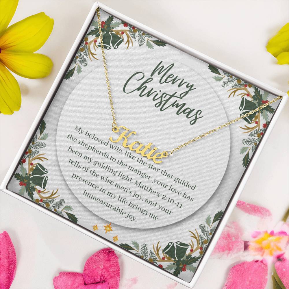 Personalised Name Necklace For Wife ~Matthew 2:10-11~ (Horizontal)