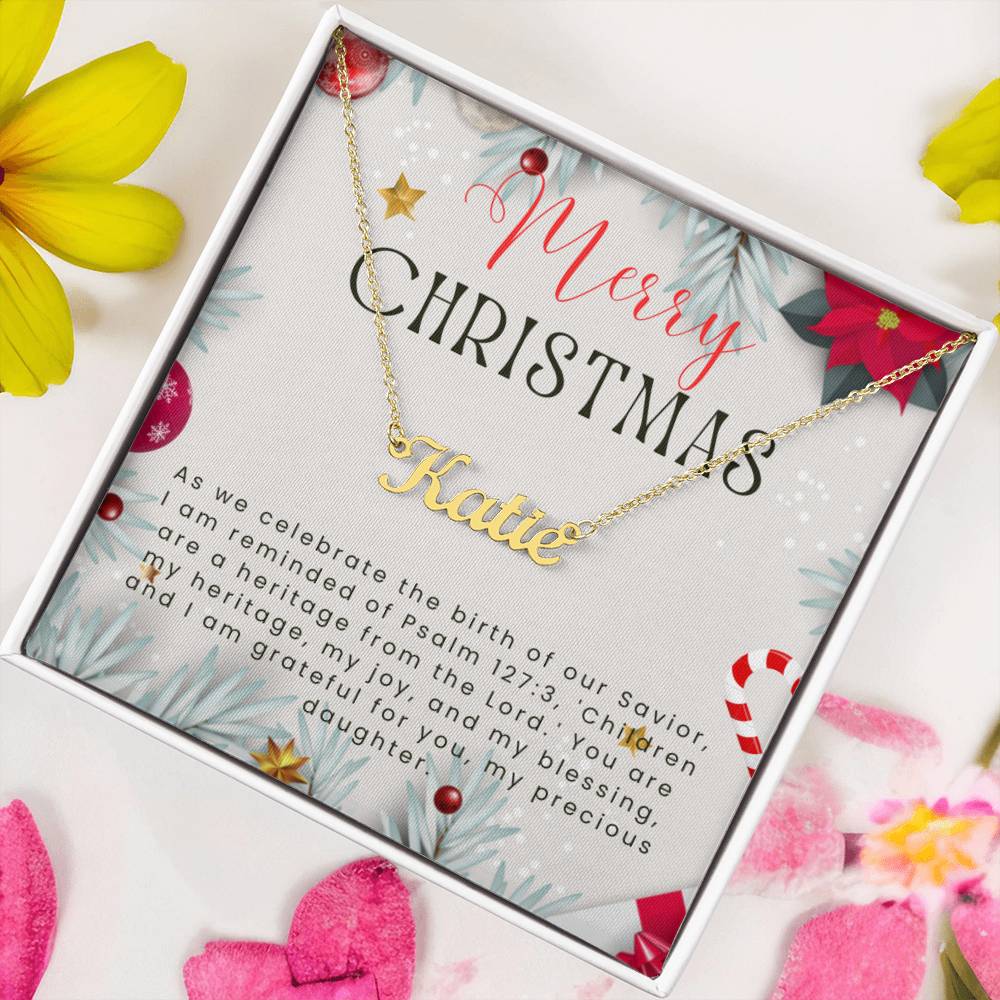Personalised Name Necklace For Daughter ~Psalm 127:3~ (Horizontal)