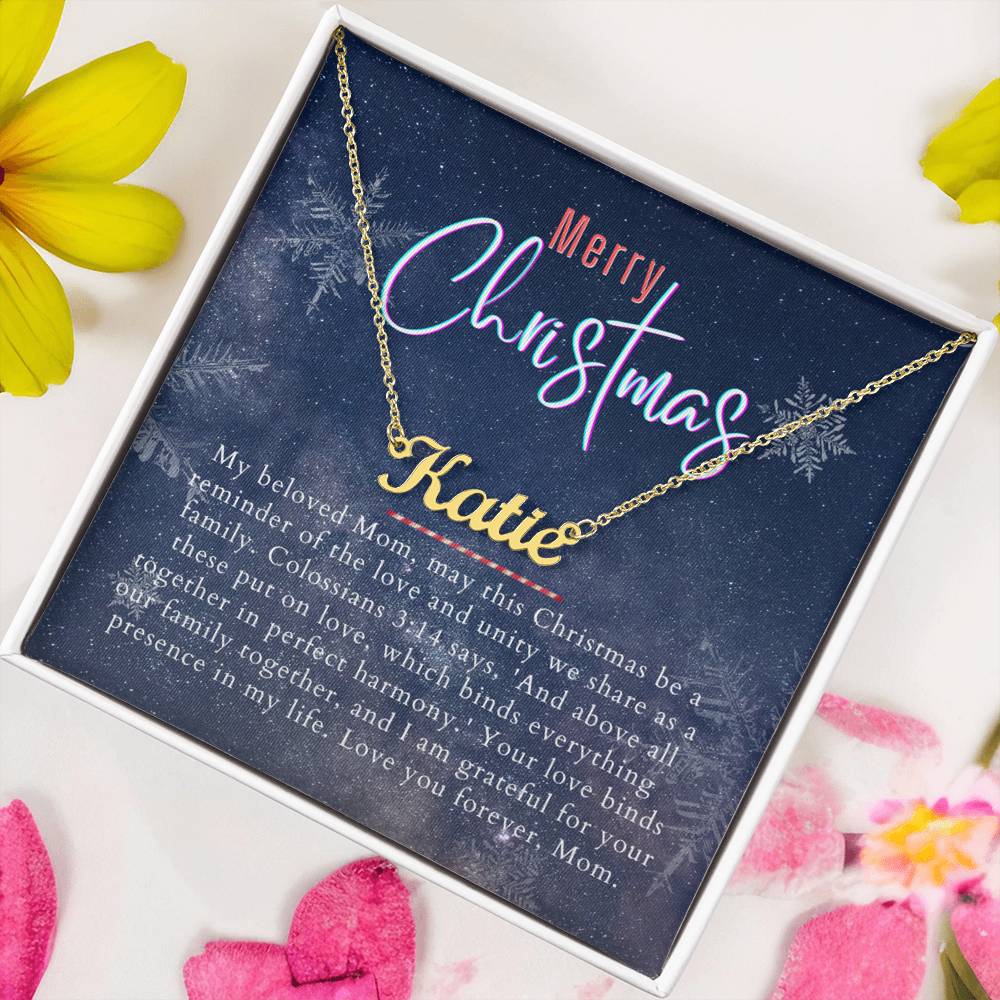 Personalised Name Necklace For Mom ~Colossians 3:14~ (Horizontal)