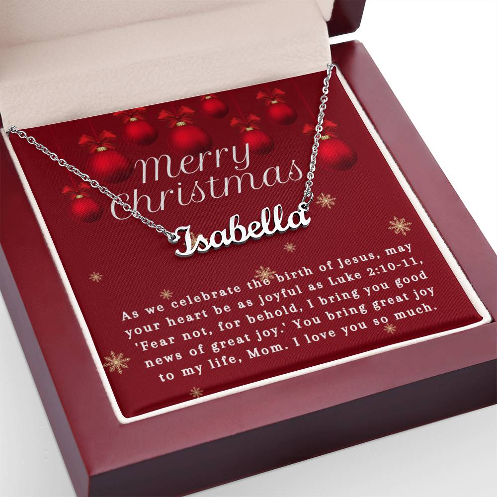 Personalised Name Necklace For Mom ~Luke 2:10-11~ (Horizontal)
