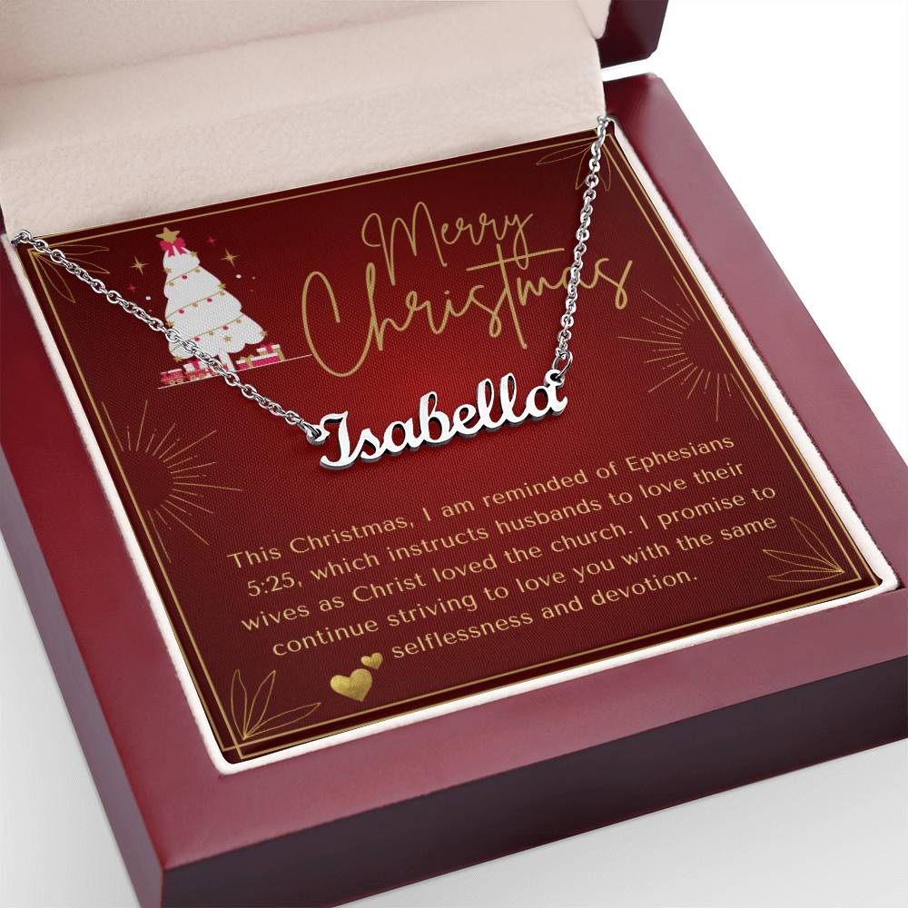 Personalised Name Necklace For Wife ~Ephesians 5:25~ (Horizontal)