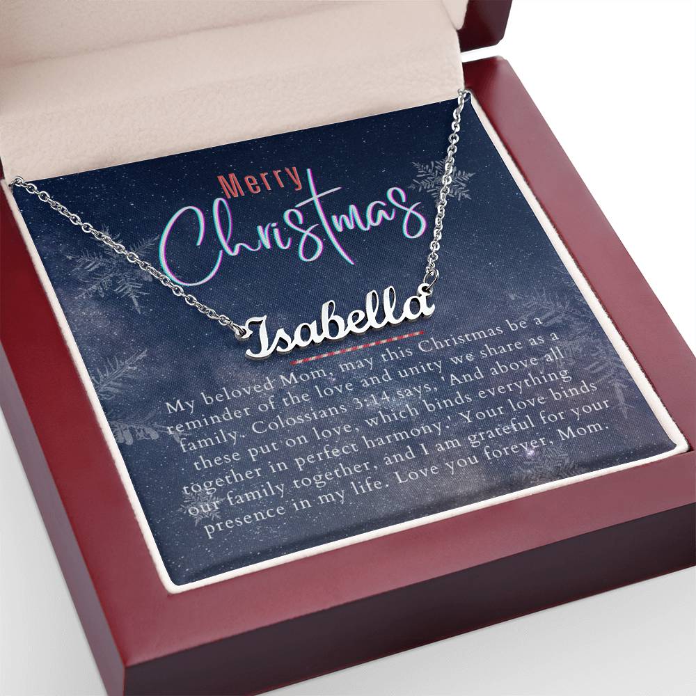 Personalised Name Necklace For Mom ~Colossians 3:14~ (Horizontal)