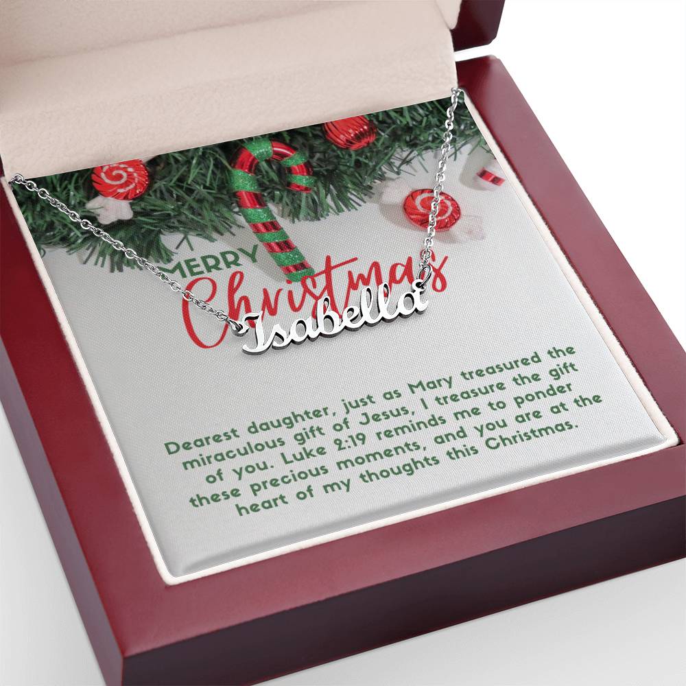 Personalised Name Necklace For Daughter ~Luke 2:19~ (Horizontal)