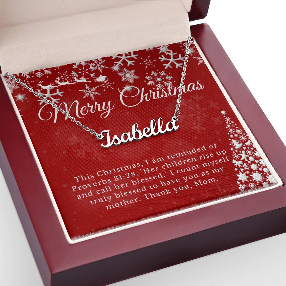 Personalised Name Necklace For Mom ~Proverbs 31:28~ (Horizontal)