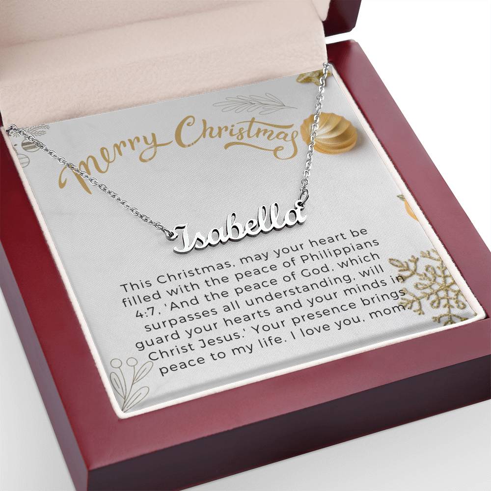 Personalised Name Necklace For Mom ~Philippians 4:7~ (Horizontal)