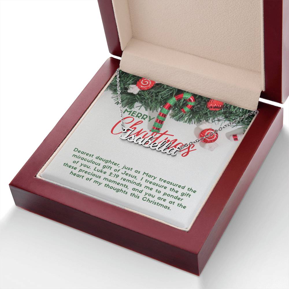 Personalised Name Necklace For Daughter ~Luke 2:19~ (Horizontal)