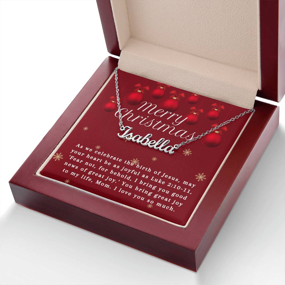 Personalised Name Necklace For Mom ~Luke 2:10-11~ (Horizontal)