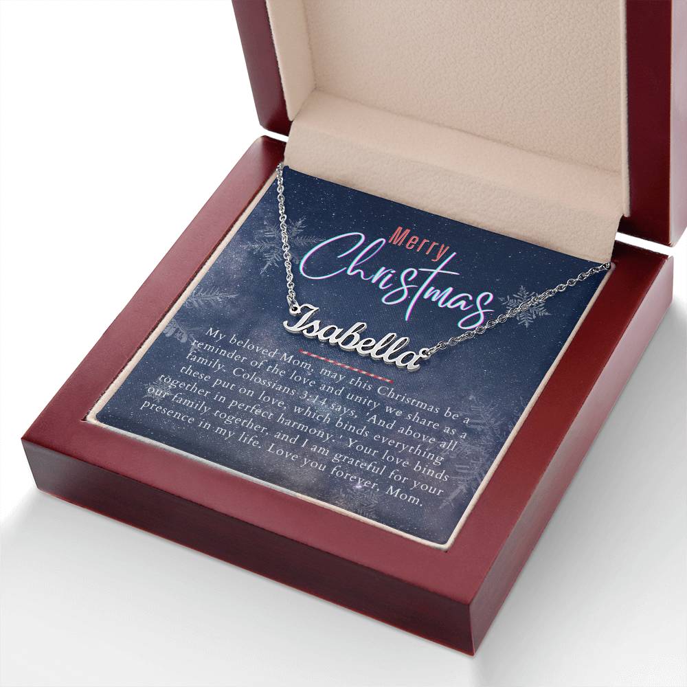 Personalised Name Necklace For Mom ~Colossians 3:14~ (Horizontal)