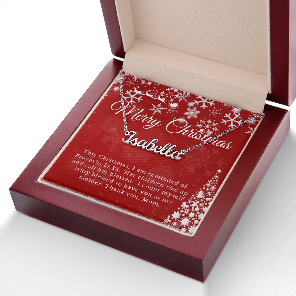 Personalised Name Necklace For Mom ~Proverbs 31:28~ (Horizontal)