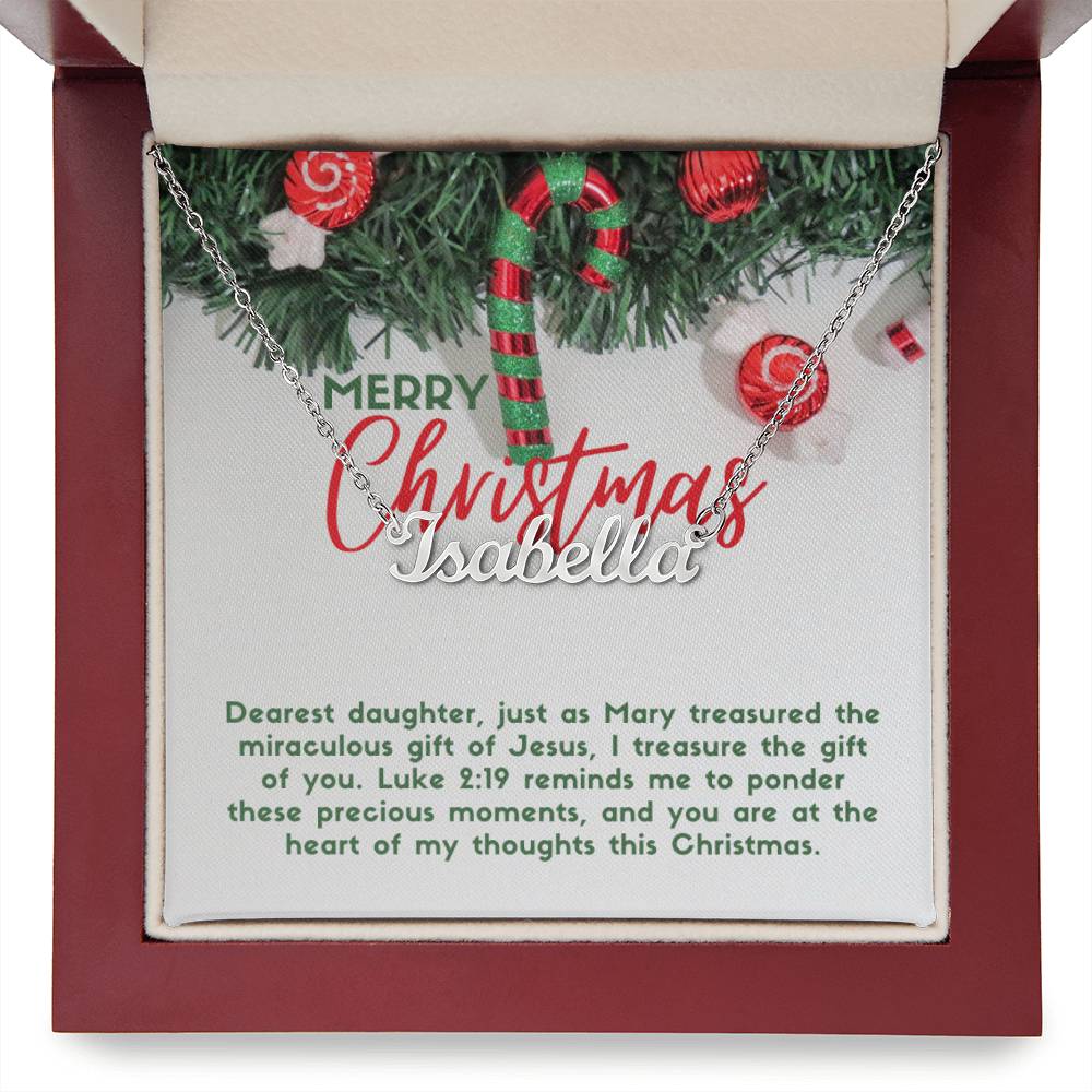 Personalised Name Necklace For Daughter ~Luke 2:19~ (Horizontal)