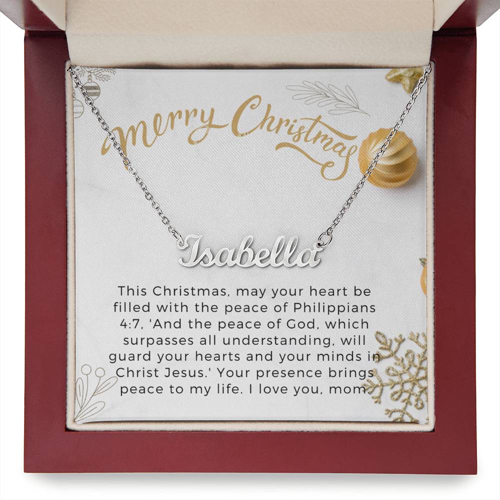 Personalised Name Necklace For Mom ~Philippians 4:7~ (Horizontal)