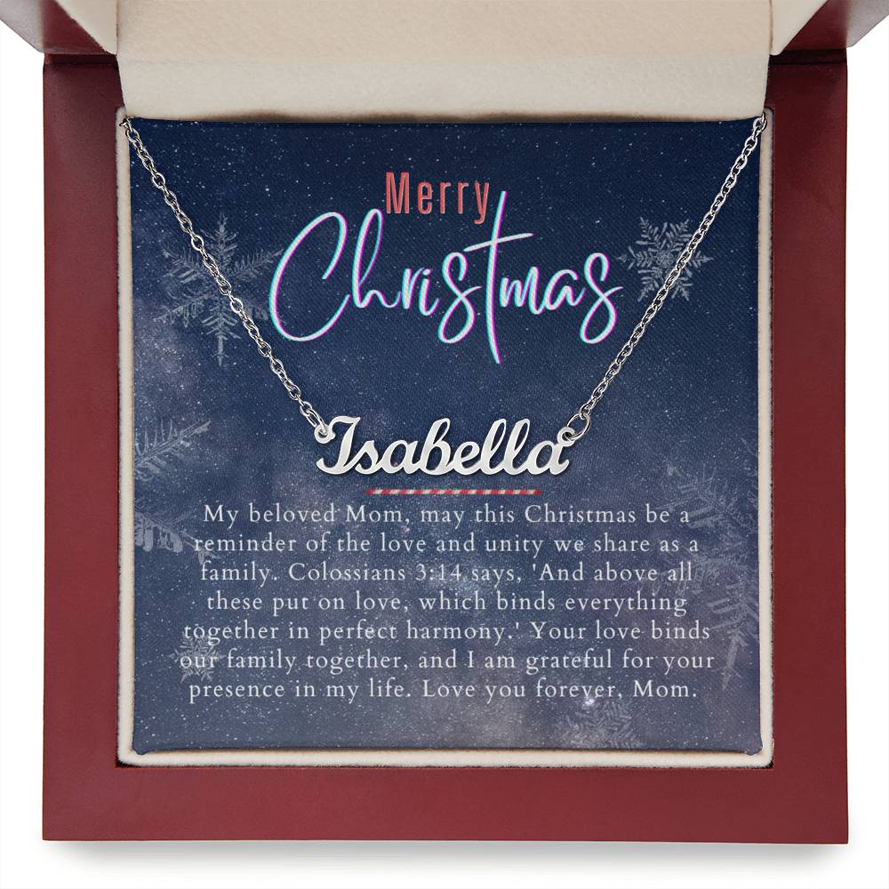 Personalised Name Necklace For Mom ~Colossians 3:14~ (Horizontal)